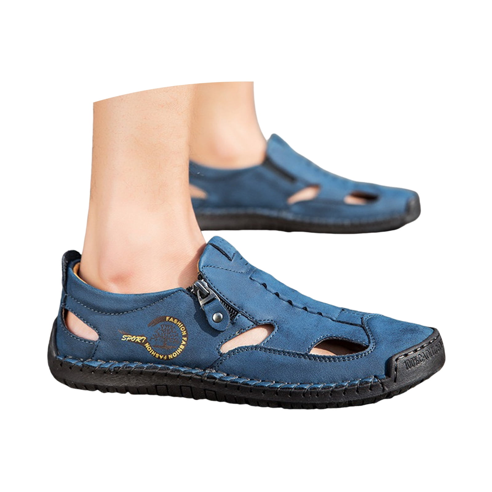 mens closed toe leather dress sandals FFL Cognac Braided Vegan Slide JK-07 7.5 Braided PU upper introduces textured visual interest and a polished appearance that elevates both tailored and casual outfits Mens Closed Toe Dress Sandals