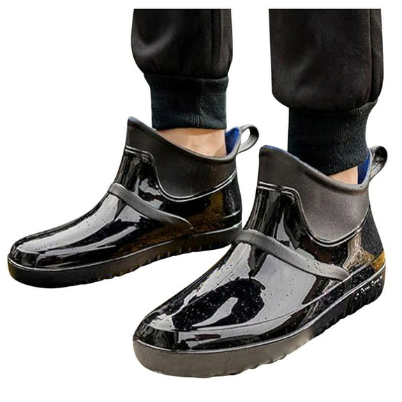 Mepaouo Men's Deck Boots Waterproof Fishing Boots Anti-Slip High Traction Rubber Ankle Rain Boots