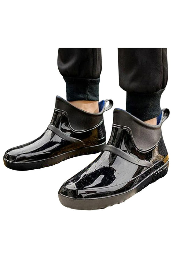 Men's Deck Boots Waterproof Fishing Boots Anti-Slip High Traction Rubber Ankle Rain Boots