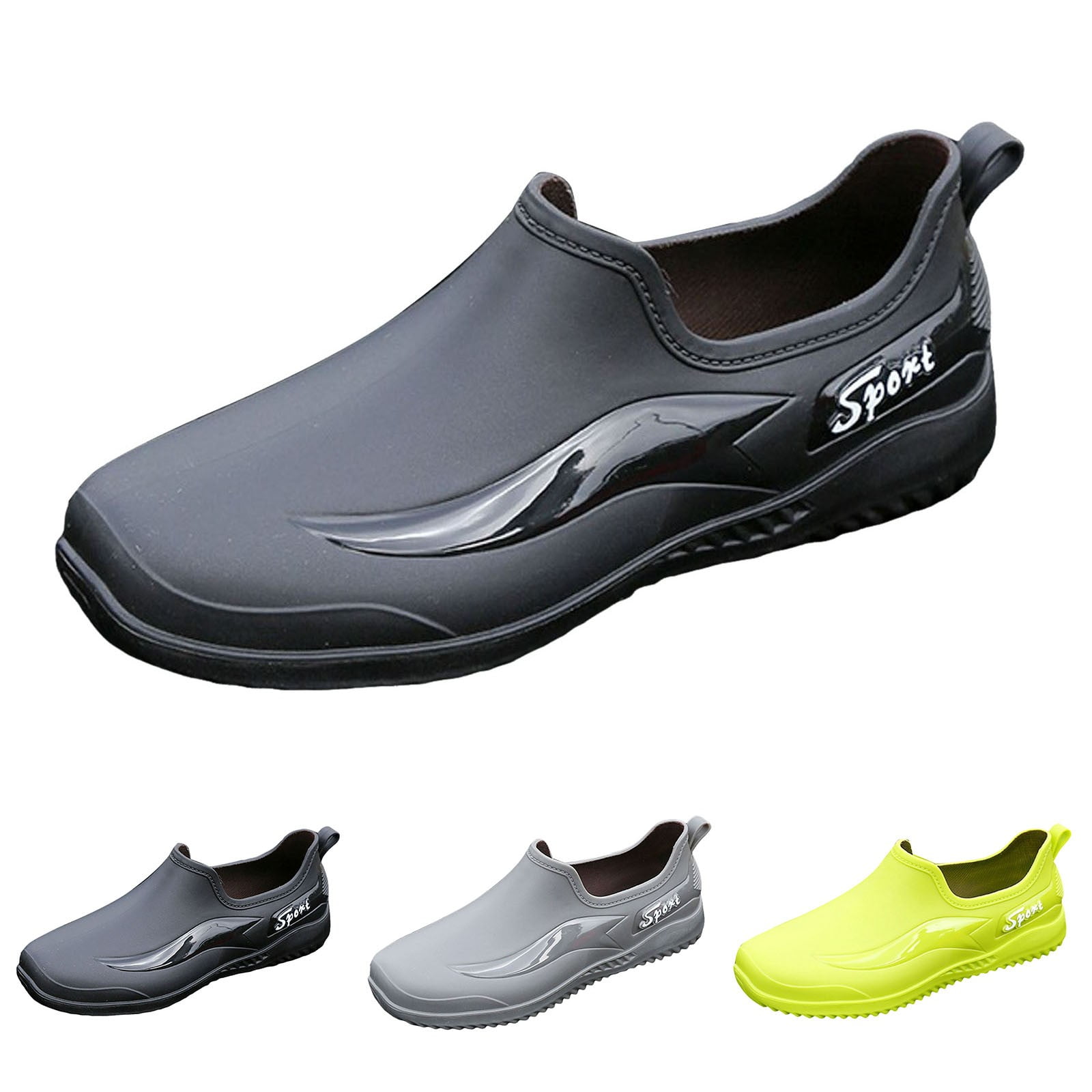 Mepaouo Men's Deck Shoes Waterproof Short Rain Boots Non Slip Rubber Fishing Garden Shoes(Black,8)