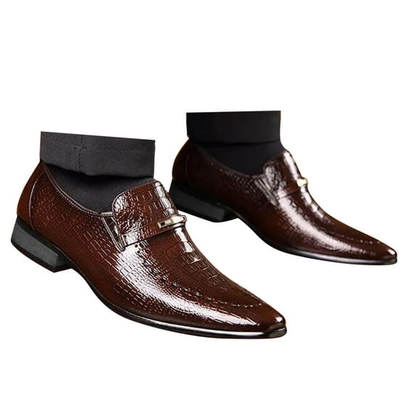 Mepaouo Men's Dress Shoes Fashion Casual Pointed Toe Business Leather Shoes Comfort Walking Shoes