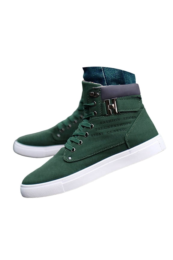 Men's High Top Casual Shoes Suede Lace up Ankle Boots Arch Support Running Walking Sneakers