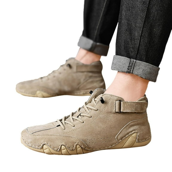 Mepaouo Men's Hike Ankle Boots Waterproof Low Top Comfy Walking Hiking Trekking Travel Sneakers(Khaki,8.5)