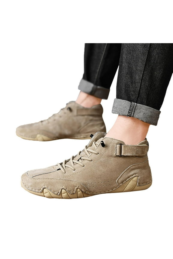 Men's Hike Ankle Boots Waterproof Low Top Comfy Walking Hiking Trekking Travel Sneakers(Khaki,9)