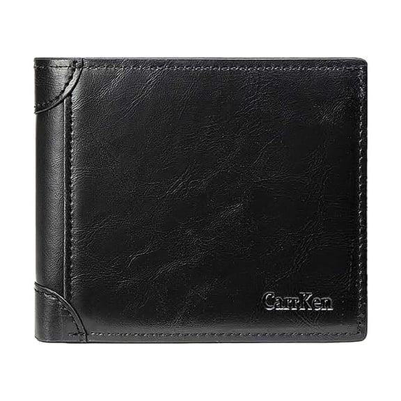 Mepaouo Men's Leather Wallets Triple Stitch Purse 2 ID Window Slim Pocketbook Purse