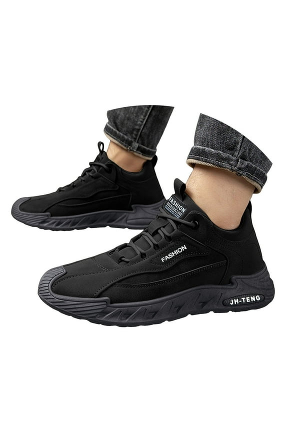Men's Mid Top Hiking Sneakers Waterproof Fashion Lace up Running Shoes for Men(Black,10)