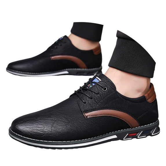 Mepaouo Men's Retro Leather Shoes Classic Business Formal Work Dress Oxford Shoes for Men(Black,8)