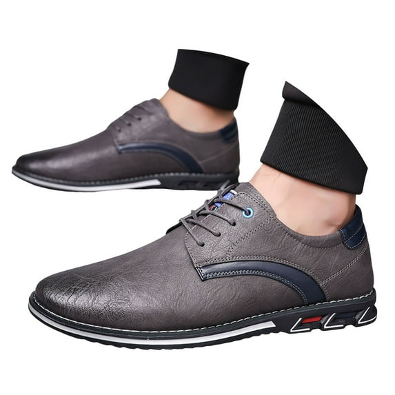 Mepaouo Men's Retro Leather Shoes Classic Business Formal Work Dress Oxford Shoes for Men(Grey,9.5)