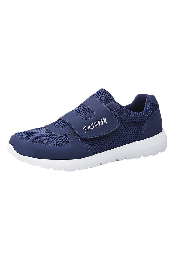 Men's Running Shoes Hook Loop Woven Slip On Sneakers Breathable Comfortable Walking Shoes