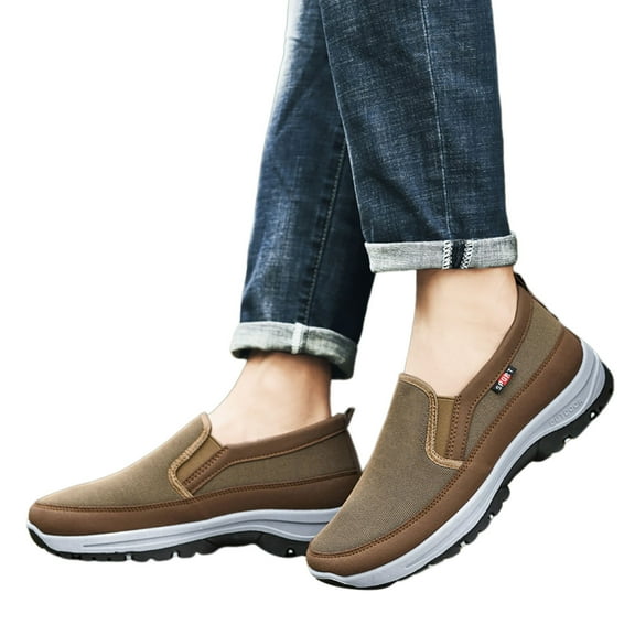 Mepaouo Men's Slip On Shoes Casual Lace-Free Walking Loafers Arch Support Lightweight Work Shoes