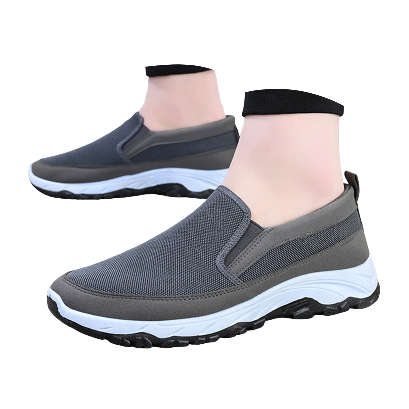 Mepaouo Men's Slip on Hiking Shoes Outdoor Athletic Walking Sneakers Arch Support Orthopedic Moccasins