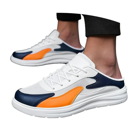 Mepaouo Men's Slip on Mule Sneakers Closed Toe Backless Walking Shoes Half Drag Casual Work Loafers