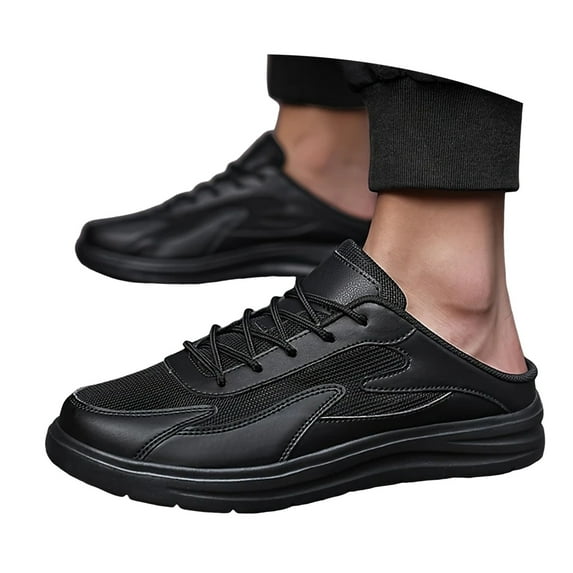Mepaouo Men's Slip on Mule Sneakers Closed Toe Backless Walking Shoes Half Drag Casual Work Loafers