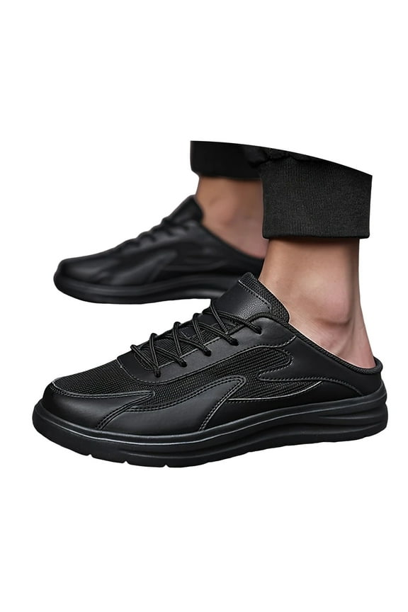 Men's Slip on Mule Sneakers Closed Toe Backless Walking Shoes Half Drag Casual Work Loafers