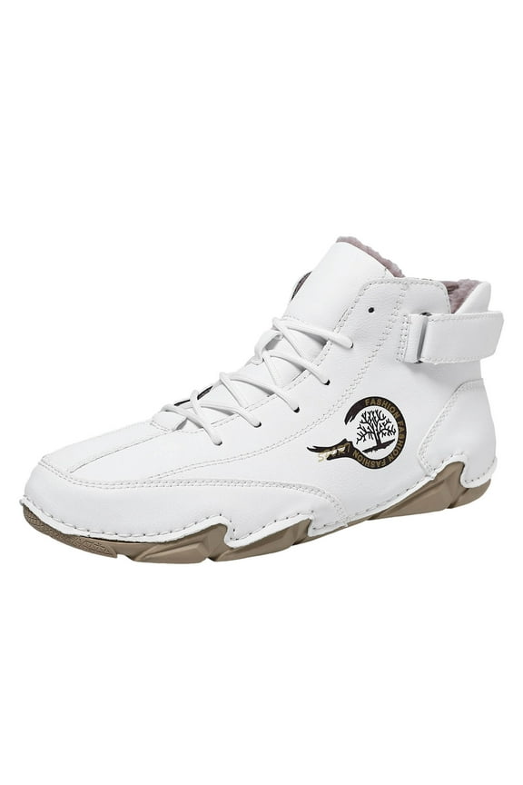 Men's Snow Boots Minimalist Waterproof Zero Drop Walking Hiking Shoes Ankle Booties(White,12)