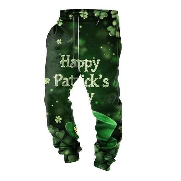 Mepaouo Men's Sweatpants Jogger Pants Drawstring Running St. Patrick's Trousers with Pockets(Green,L)