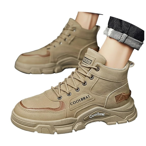 Mepaouo Men's Waterproof Hiking Boots Non Slip Mid Top Ankle Booties Outdoor Desert Trekking Shoes