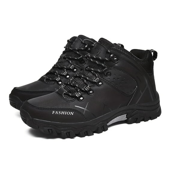 Mepaouo Men's Waterproof Hiking Boots Suede Leather Outdoor Mid Top Ankle Boot Breathable Trekking Shoes