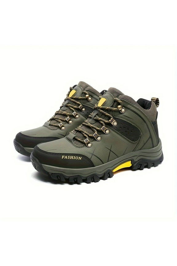 Men's Waterproof Hiking Boots Suede Leather Outdoor Mid Top Ankle Boot Breathable Trekking Shoes