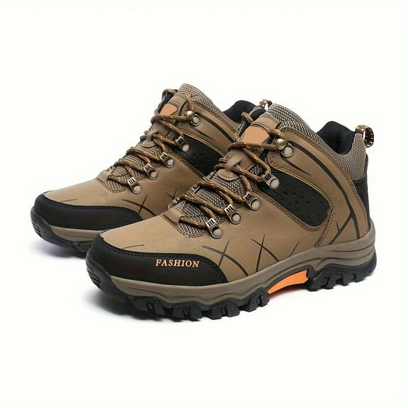 Mepaouo Men's Waterproof Hiking Boots Suede Leather Outdoor Mid Top Ankle Boot Breathable Trekking Shoes