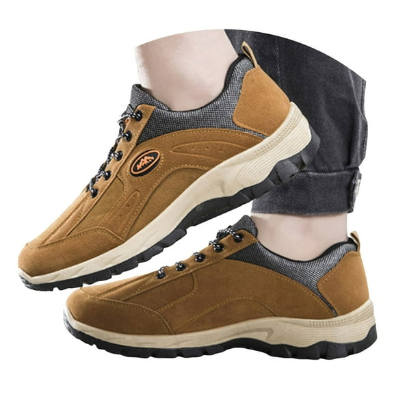 Mepaouo Men's Waterproof Hiking Shoes Lightweight Breathable Trekking Trails Outdoor Shoes(Coffee,10.5)