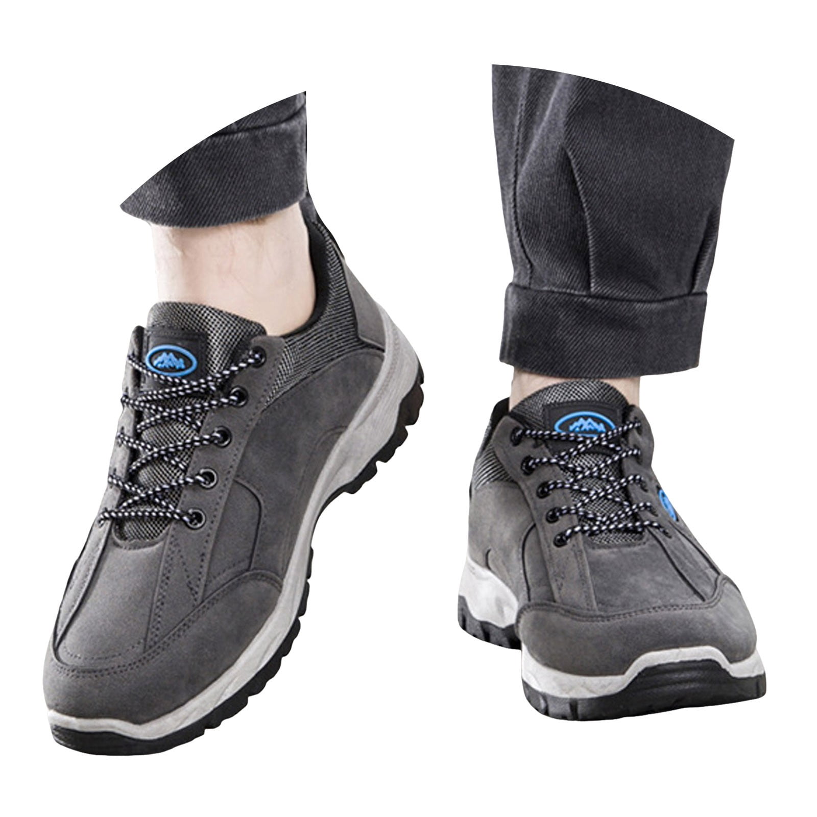 Mepaouo Men's Waterproof Hiking Shoes Lightweight Breathable Trekking Trails Outdoor Shoes(Grey,10.5)