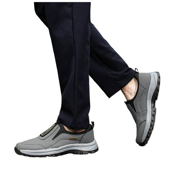 Mepaouo Men's Wide Trails Hiking Shoes Arch Support Slip on Walking Shoes Sneakers for Men