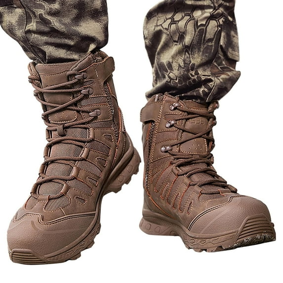 Mepaouo Men's Winter Snow Boots Waterproof Insulated Durable Mid Calf Hiking Climbing Shoes(Brown,9)