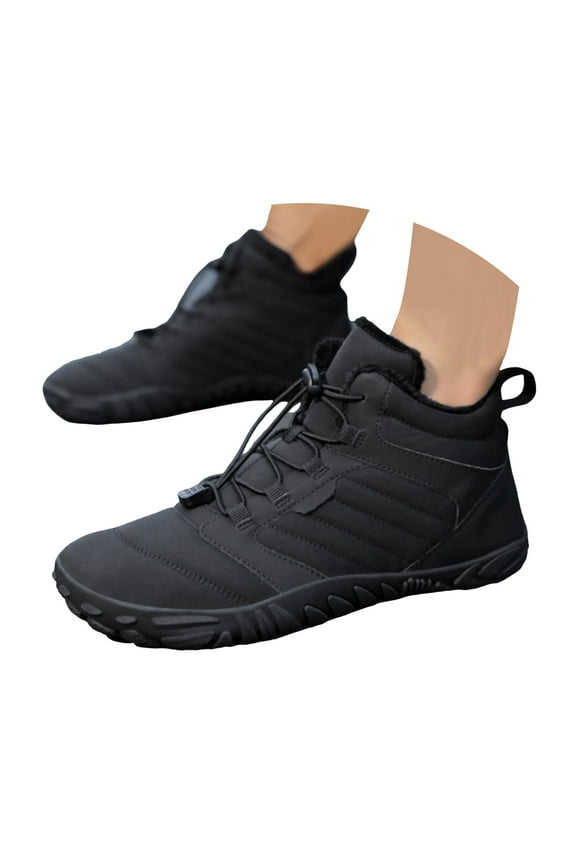 Men's Women's Winter Barefoot Hiking Boots Slip on Zero Drop Snow Boot Wide Toe Box Ankle Booties