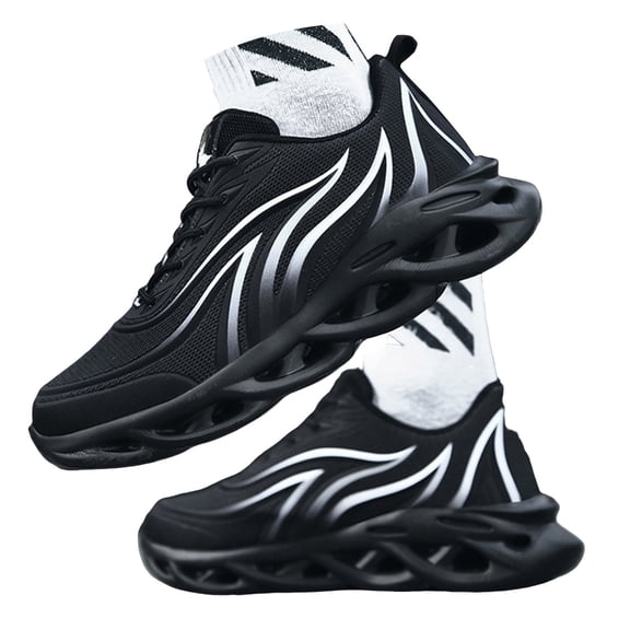 Mepaouo Mens Air Running Shoes Walking Blade Fashion Sneakers Lace up Trainer Work Shoes(Black,11)