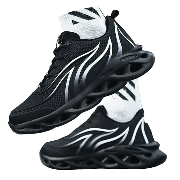 Mepaouo Mens Air Running Shoes Walking Blade Fashion Sneakers Lace up Trainer Work Shoes(Black,9.5)