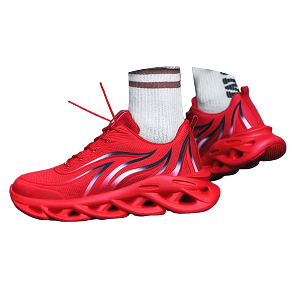 Mepaouo Mens Air Running Shoes Walking Blade Fashion Sneakers Lace up Trainer Work Shoes(Red,9.5)