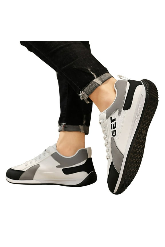 Mens Bowling Shoes Stylish Lightweight Casual Workout Gym Walking Running Shoes Sneakers(White,8.5)