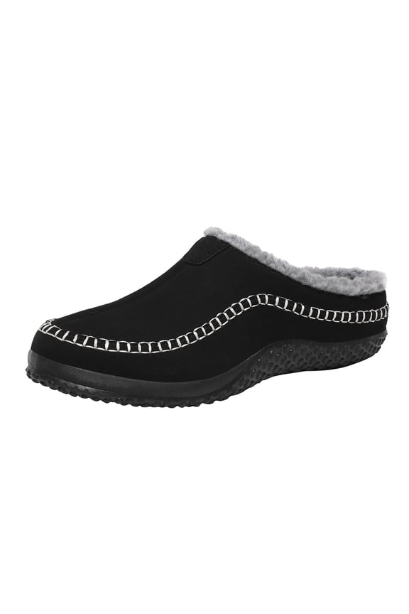Mens Clog Slippers Arch Support Memory Foam Warm House Shoes Slip on Loafers Mules(Black,10)