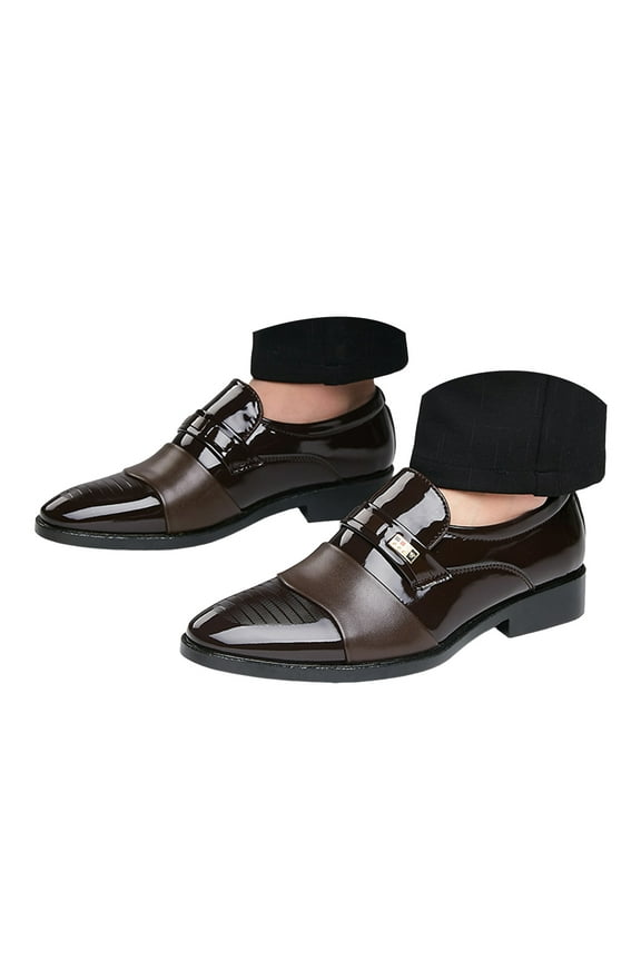 Mens Dress Loafers Leather Slip on Cap Toe Derby Oxfords Business Formal Tuxedo Casual Shoes