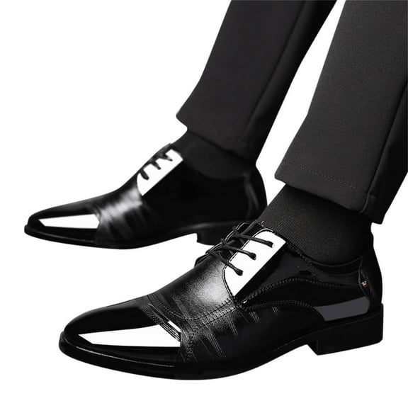 Mepaouo Mens Dress Shoes Wingtip Pointy Toe Casual Oxfords Leather Stylish Derby Shoes for Wedding