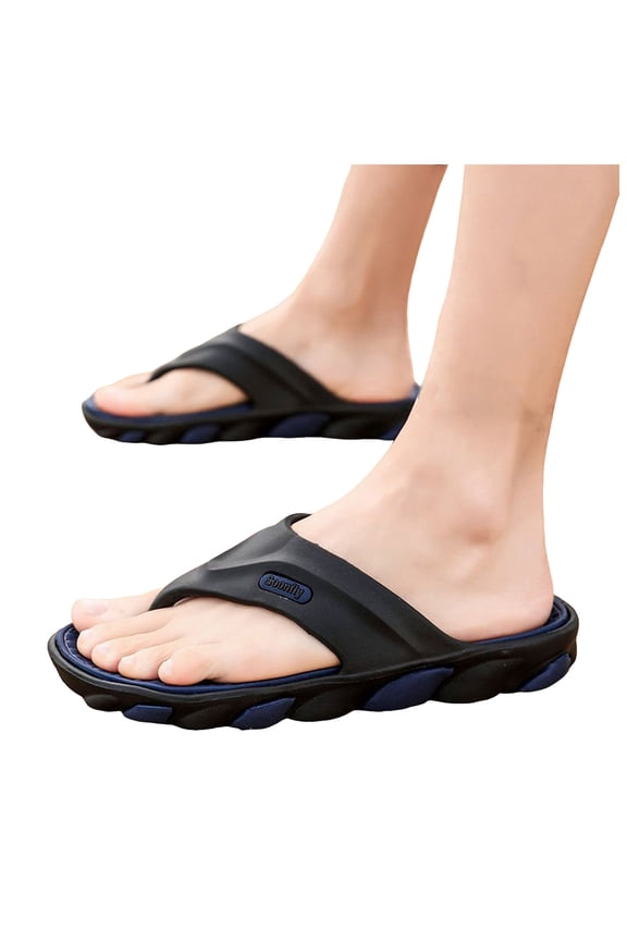 Mens Flip Flops Summer Beach Thong Sandals Arch Support Slippers Non Slip Open Toe Slides Blue 7.5