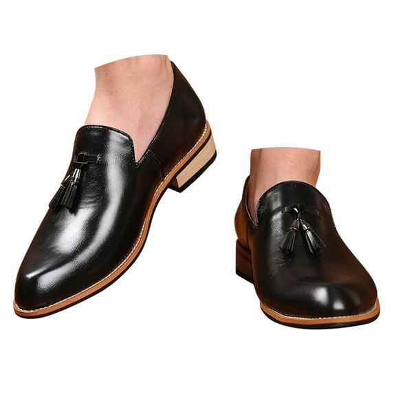 Mepaouo Mens Hands Free Oxford Shoes Business Slip on Wingtip Derby Sneakers Tassel Leather Loafers