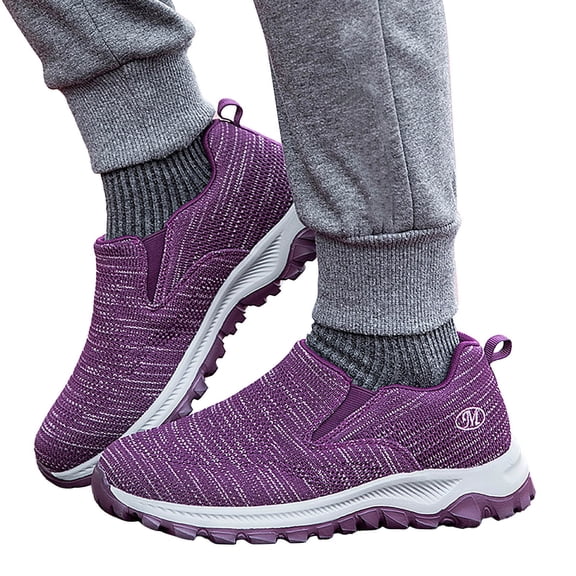Mepaouo Mens Hands Free Slip ins Athletic Slip on Casual Walking Shoes for Women(Purple,8)