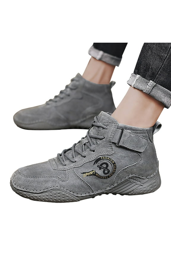 Mens Hiking Shoes Waterproof High Top Sport Sneakers Lace Up Lightweight Running Shoes