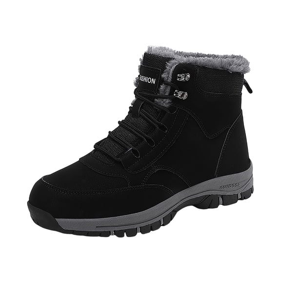 Mepaouo Mens Hiking Snow Winter Boots Waterproof Backpacking Work Ankle Booties for Women(Black,10.5)