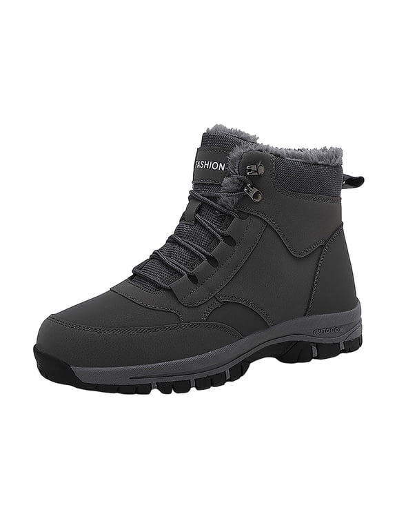 Mens Hiking Snow Winter Boots Waterproof Backpacking Work Ankle Booties for Women(Grey,7.5)