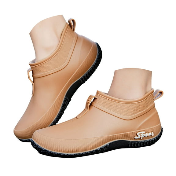 Mepaouo Mens Rain Boots Waterproof Ankle Deck Booties Anti Slip Mud Garden Shoes for Work Fishing Farming