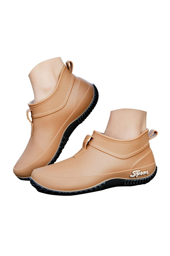 Mens Rain Boots Waterproof Ankle Deck Booties Anti Slip Mud Garden Shoes for Work Fishing Farming