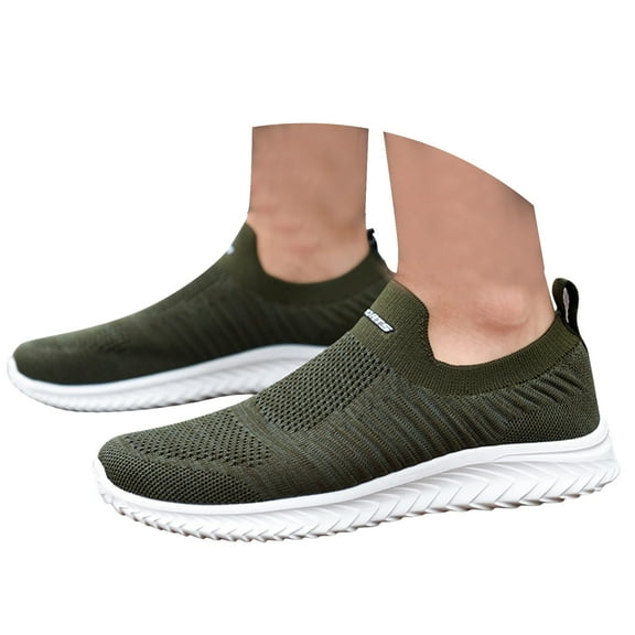 Mepaouo Mens Slip on Walking Shoes Lightweight Knit Workout Sport Running Tennis Sneakers(Green,7.5)