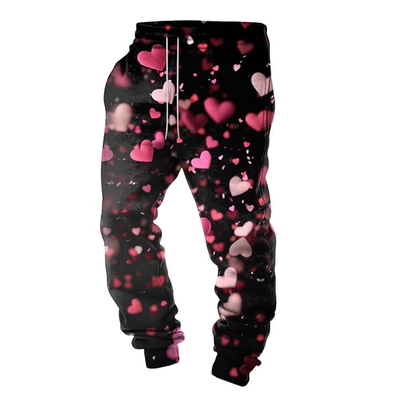 Mepaouo Mens Wide Leg Sweatpants with Pockets Heart Open Bottom Workout Joggers Pants for Men(Red,L)