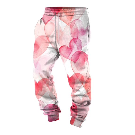 Mepaouo Mens Wide Leg Sweatpants with Pockets Heart Open Bottom Workout Joggers Pants for Men(Red,XL)