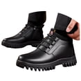 thumbnail image 1 of Mepaouo Mens Winter Leather Boots Waterproof Fleece Lined Non Slip Business Casual Oxfords(Black,9), 1 of 9