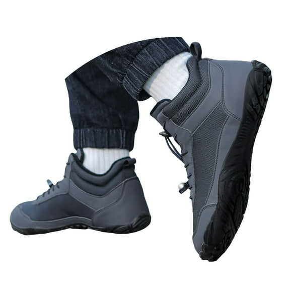 Mepaouo Mens Womens Winter Barefoot Shoes Wide Toe Fleece Lined Warm Ankle Boots Booties(Blue,10.5)