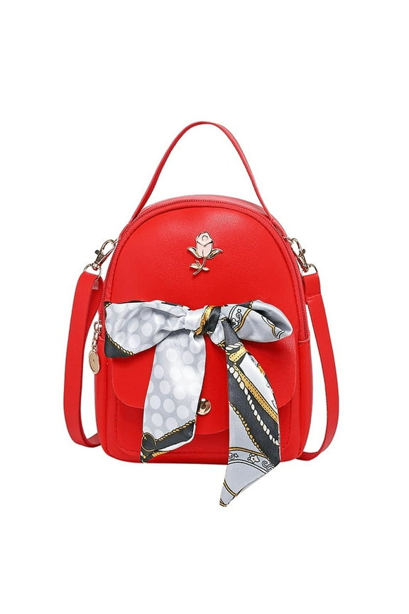 Mini Backpack for Women Leather Casual Small Daypack Shoulder Bag Purse with Pockets(Red)